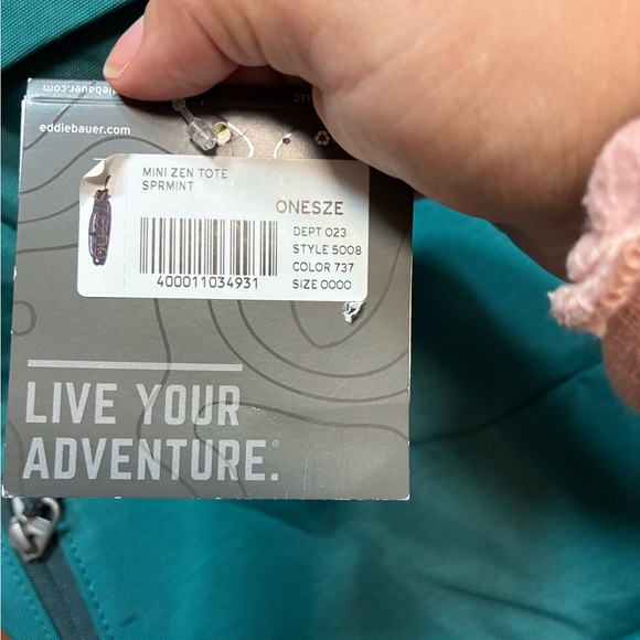 Eddie Bauer Mini Zen Tote Nylon Teal Blue Travel Bag Shoulder Strap Carry On NWT - Picture 4 of 8